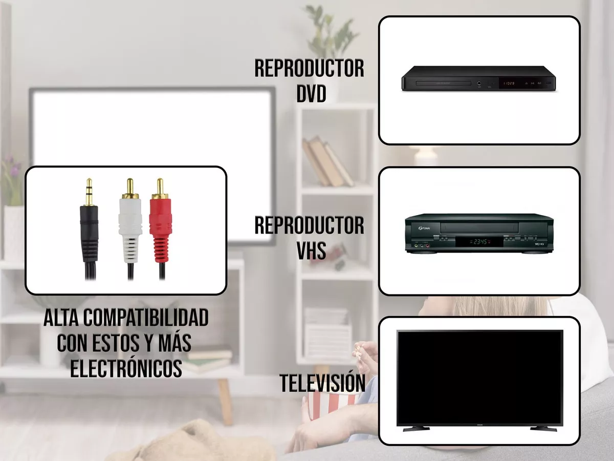 CABLE AUXILIAR DE AUDIO 3.5 MM A 2 RCA