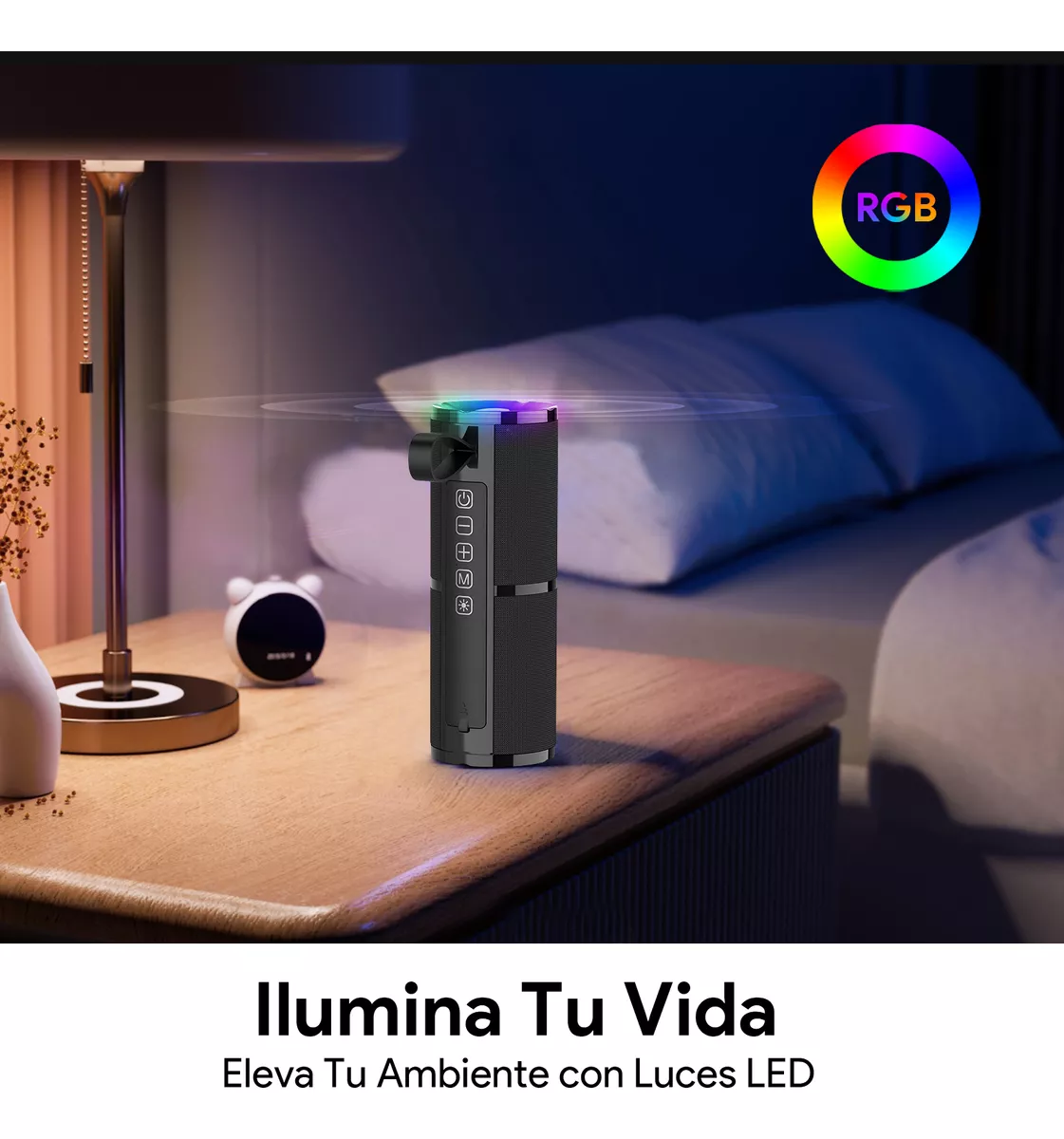 BOCINA CILINDRO PORTATIL RGB 1HORA