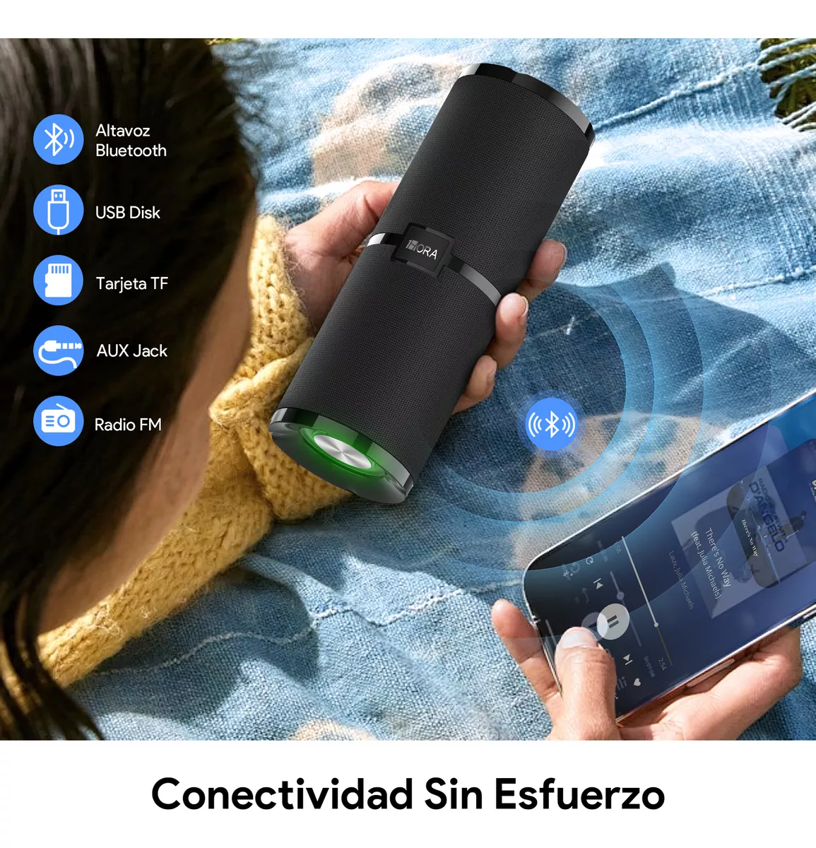 BOCINA CILINDRO PORTATIL RGB 1HORA