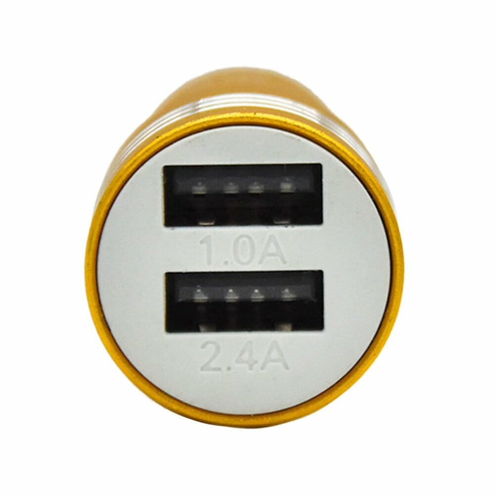 CARGADOR PUNTA METALICA CON 2 PUERTOS 1A Y 2A PARA CARRO