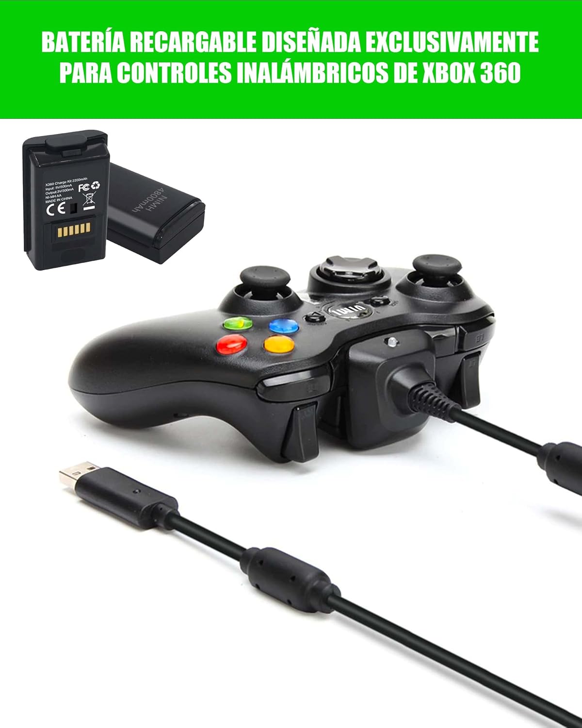 KIT CARGA Y JUEGA PARA CONTROL XBOX 360
