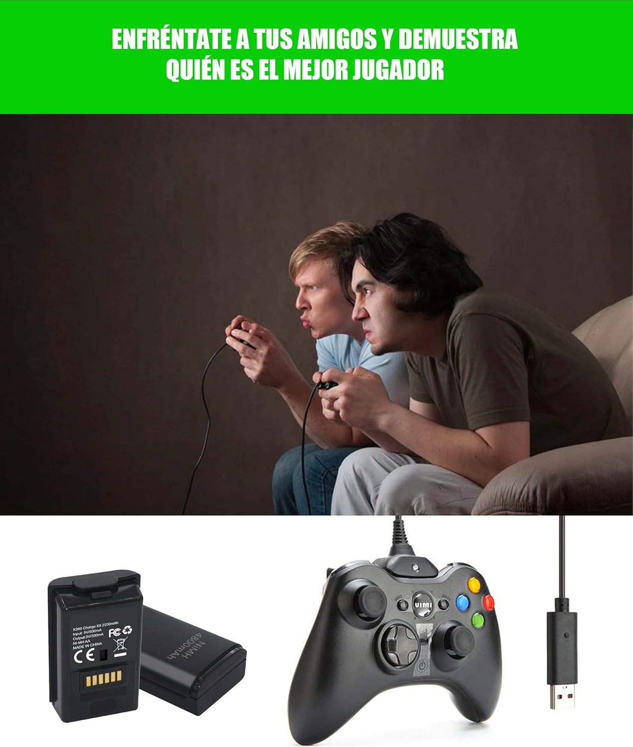 KIT CARGA Y JUEGA PARA CONTROL XBOX 360