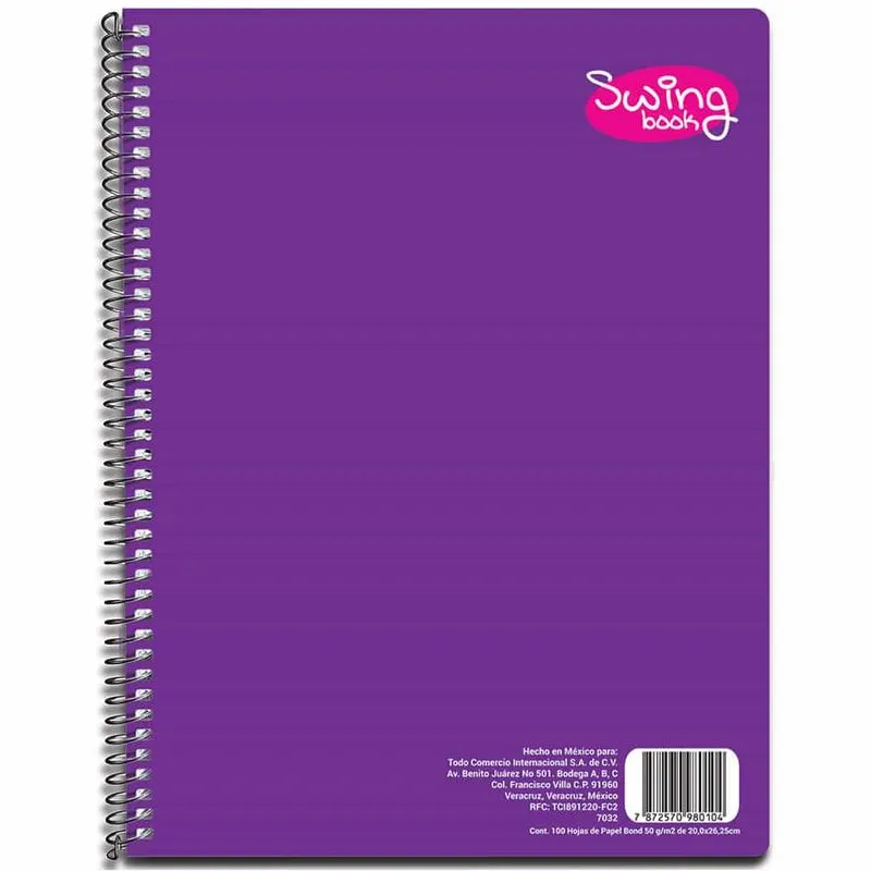 CUADERNO/LIBRETA ESPIRAL DE 100 HOJAS CUADRO 5 MM