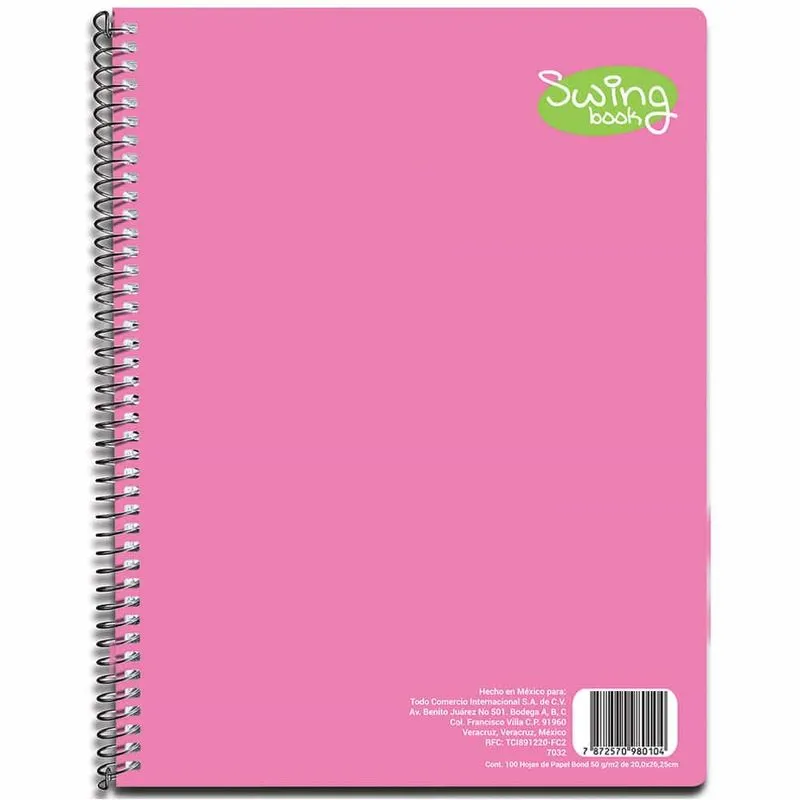 CUADERNO/LIBRETA ESPIRAL DE 100 HOJAS CUADRO 5 MM