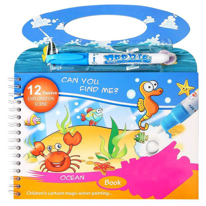 LIBRO MAGICO DE AGUA REUTILIZABLE PARA COLOREAR CON MARCADOR DE AGUA