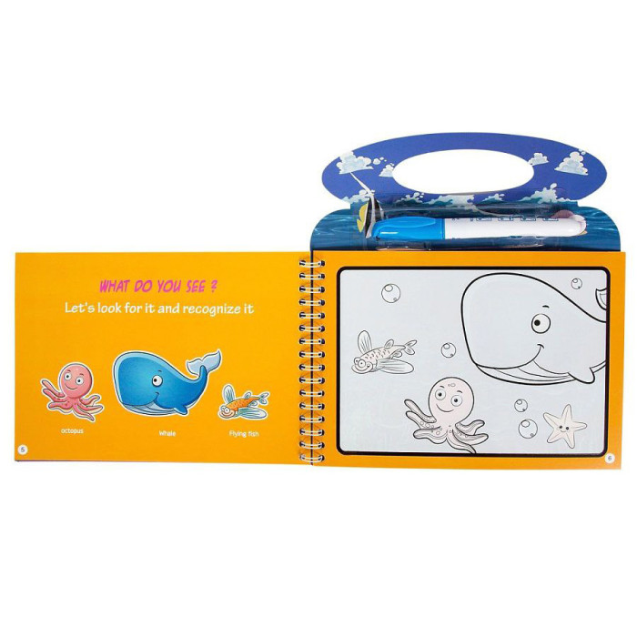 LIBRO MAGICO DE AGUA REUTILIZABLE PARA COLOREAR CON MARCADOR DE AGUA
