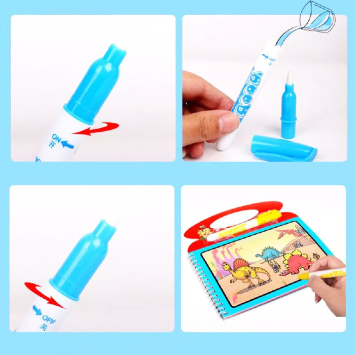 LIBRO MAGICO DE AGUA REUTILIZABLE PARA COLOREAR CON MARCADOR DE AGUA