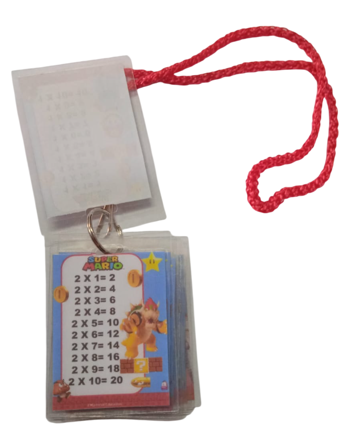 LLAVERO TABLAS DE MULTIPLICAR MARIO BROS