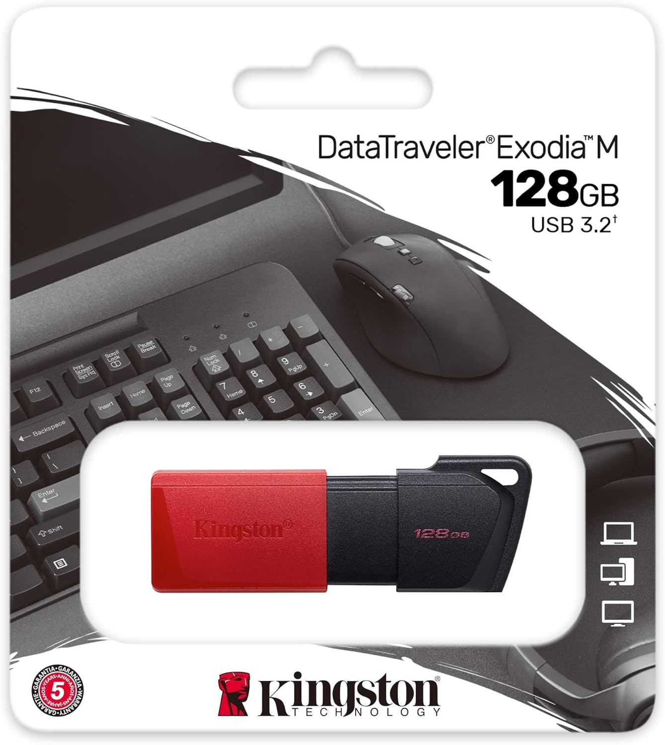 MEMORIA USB 128GB KINGSTON DATATRAVELER EXODIA ROJO/NEGRO