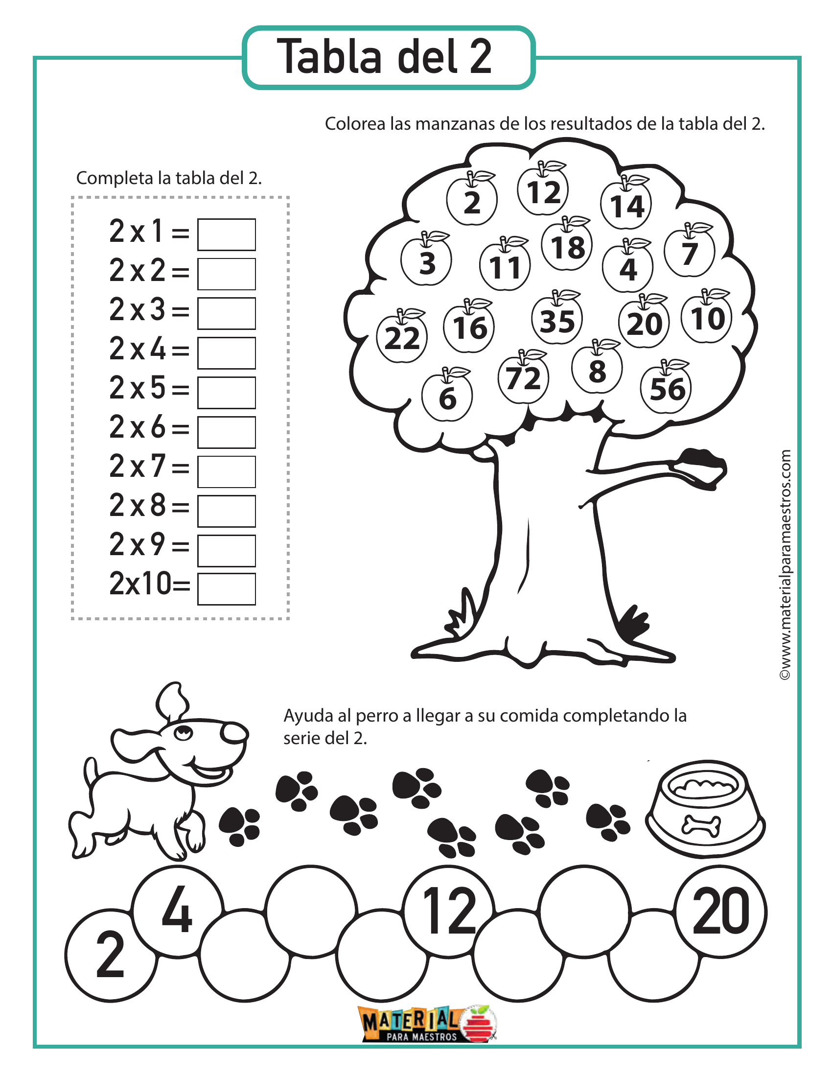CUADERNILLO DE LAS TABLAS DE MULTIPLICAR 