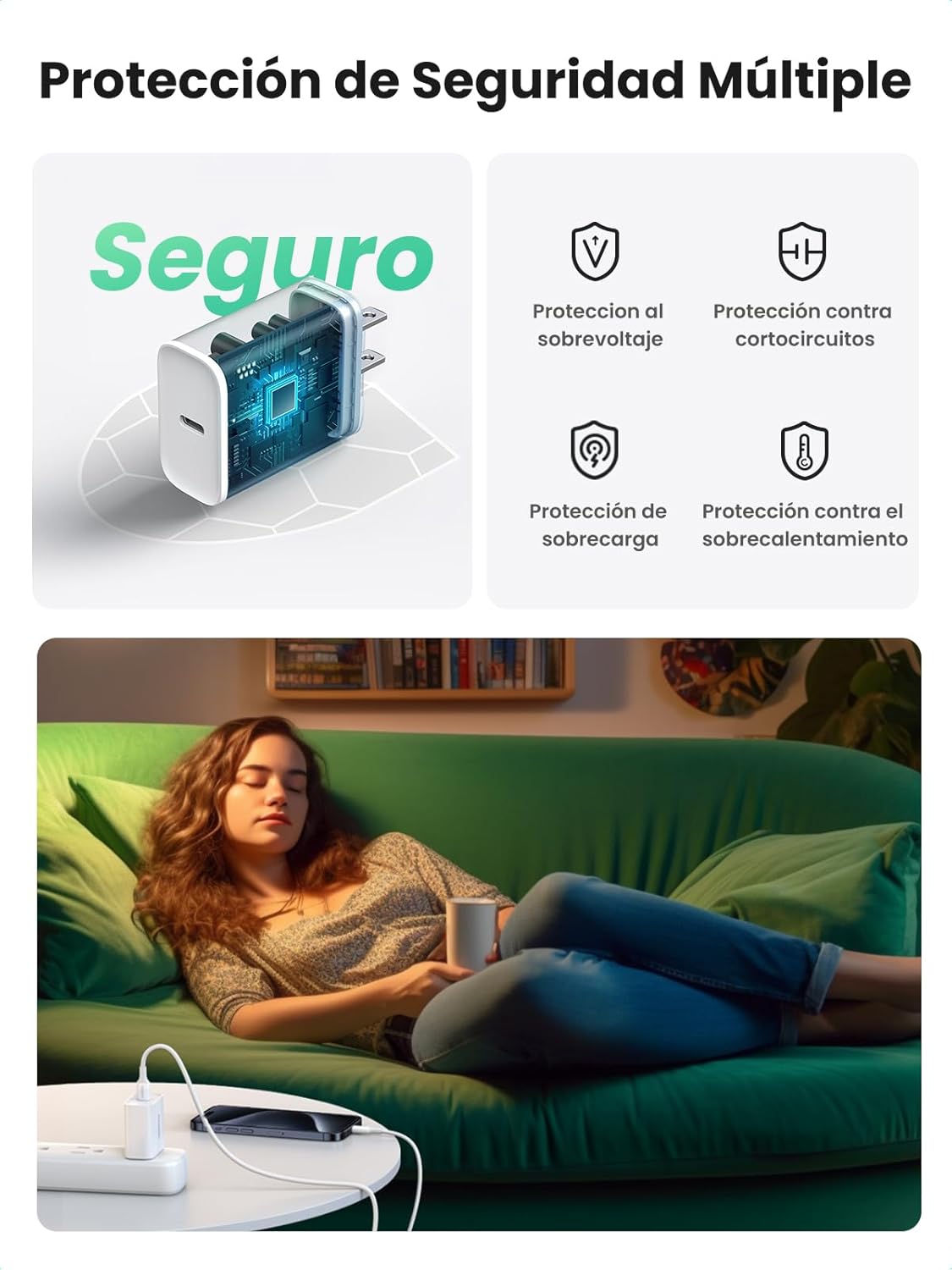 UGREEN 20W CUBO CARGADOR USB TIPO C CARGA RAPIDA