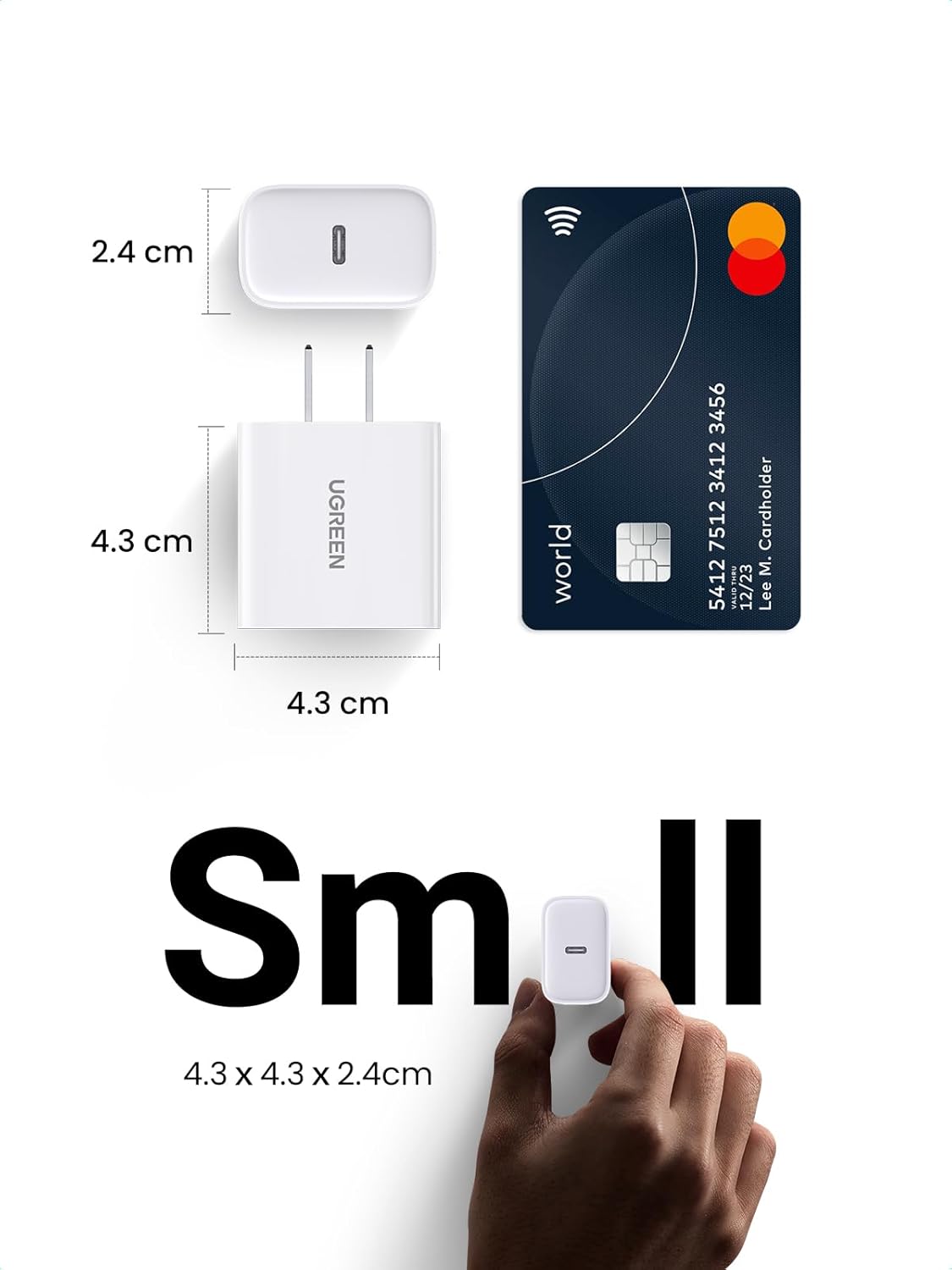 UGREEN 20W CUBO CARGADOR USB TIPO C CARGA RAPIDA