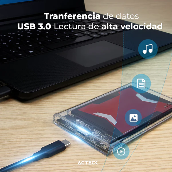 GABINETE TRANSPARENTE 2.5 PARA DISCOS DUROS