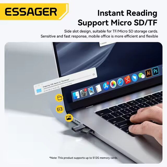 MINI LECTOR DE MICROSD 2 EN 1 / A TIPO C Y USB 2.0