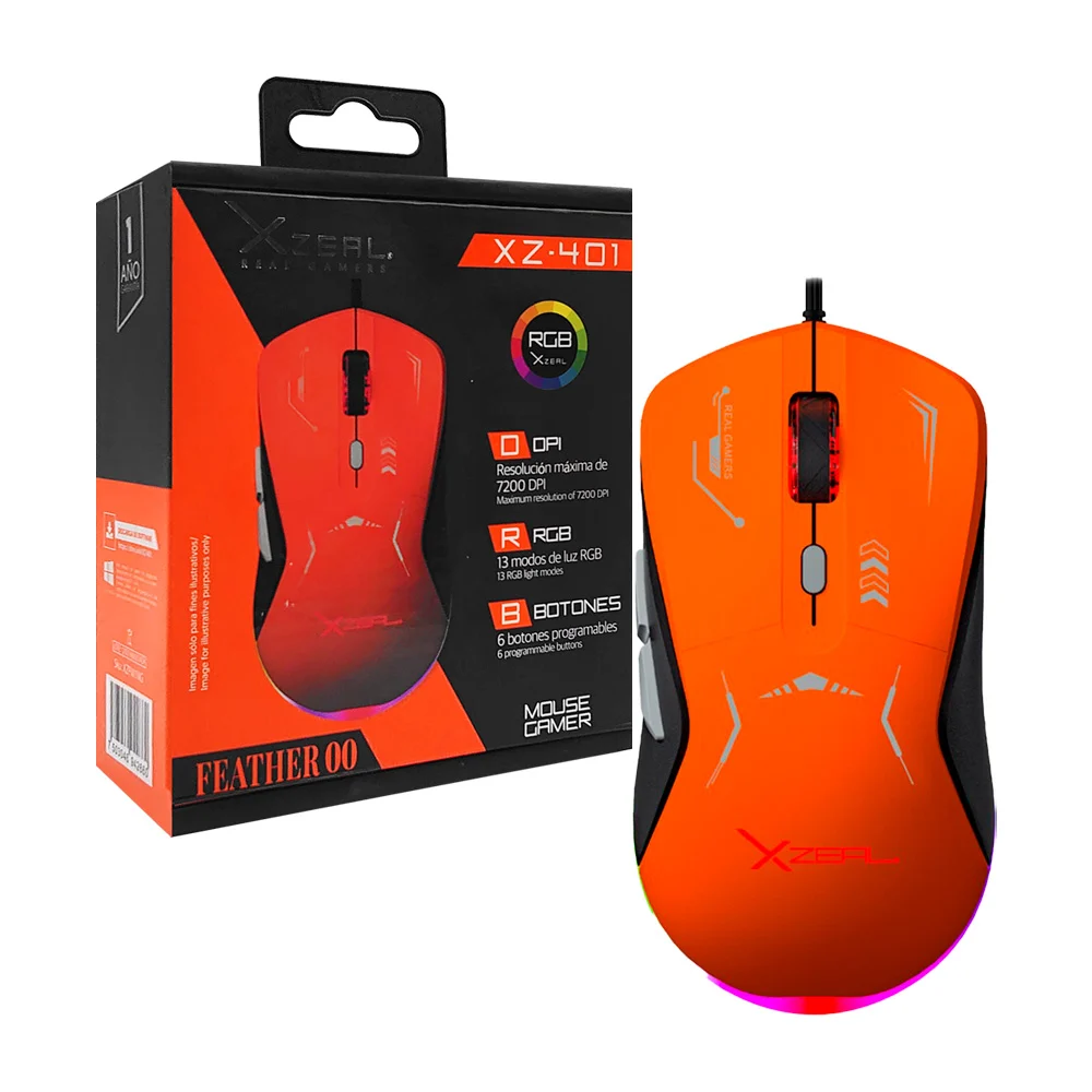 MOUSE GAMER XZ-401 ALAMBRICO CON LUCES RGB