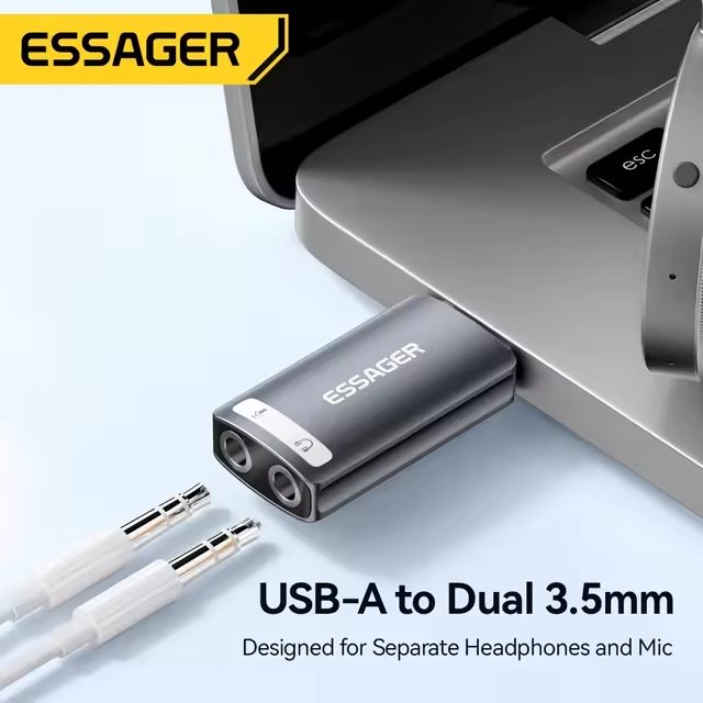 TARJETA DE AUDIO USB A 2 PUERTOS 3.5MM AUDIOFONO/MICROFONO