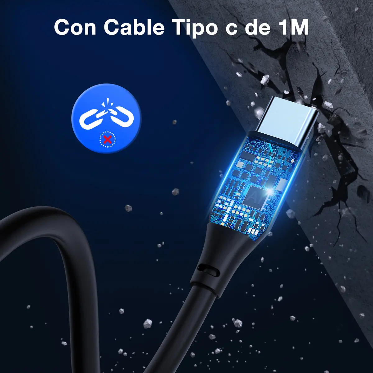 TURBO CARGADOR PARA AUTO CON CABLE TIPO C 3A